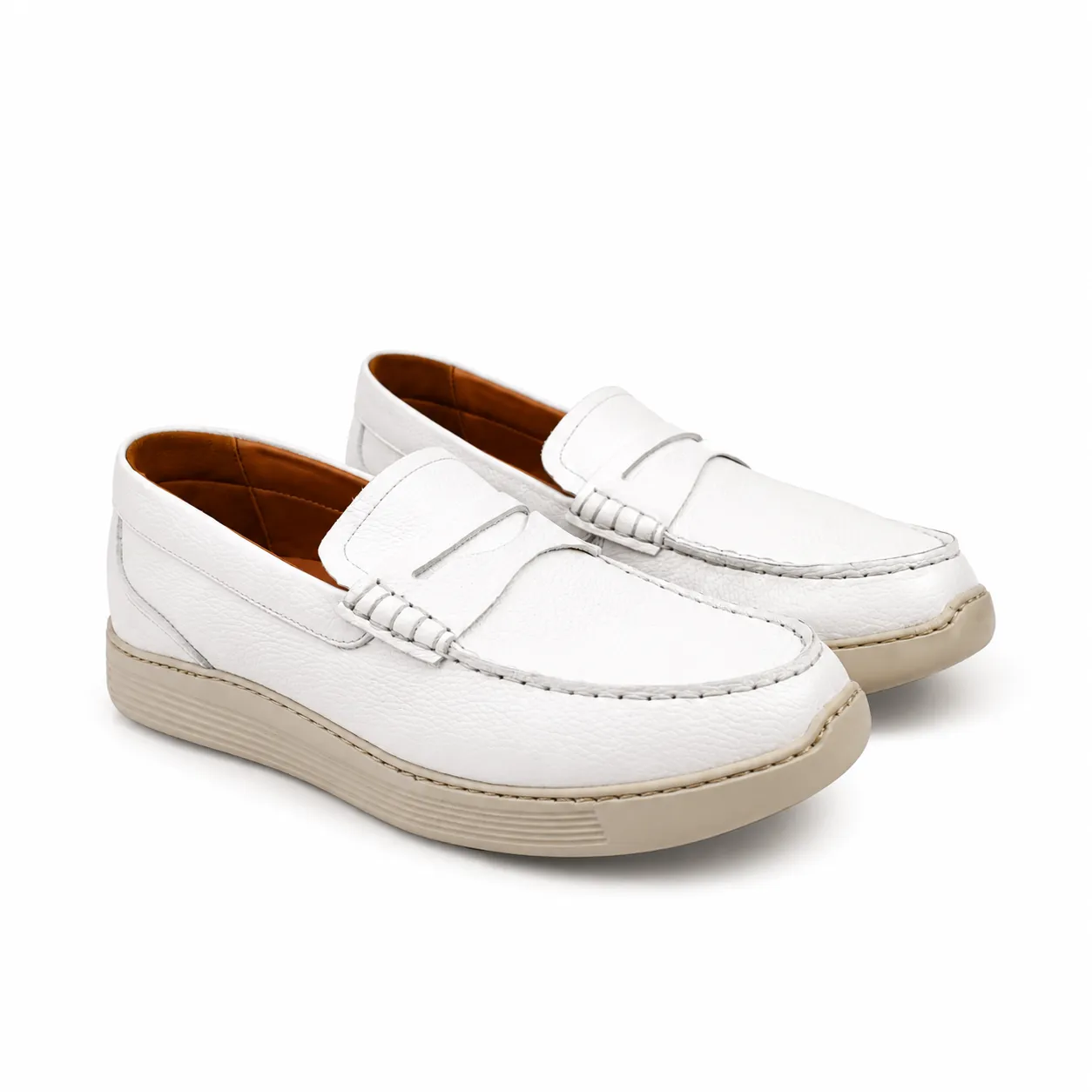Moccasin pour homme confort R110 Blanc cuir miniature